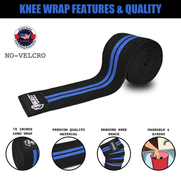 Knee Wraps 98" Black/Blue