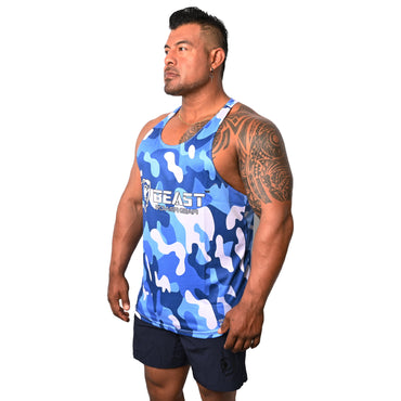 Blue Camo Stringer Tank Top