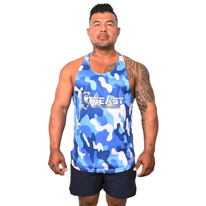 Blue Camo Stringer Tank Top