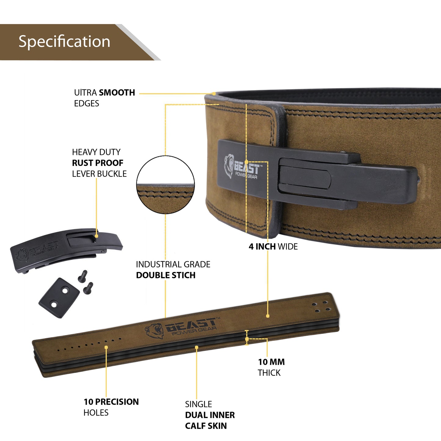 LEVER BELT -OLIVE GREEN-10MM FREE STRAP