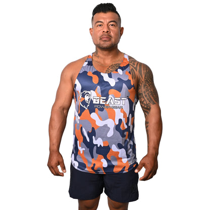 Orange/Blue Camo Stringer Tank Top