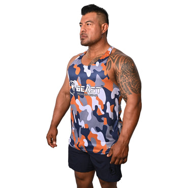 Orange/Blue Camo Stringer Tank Top