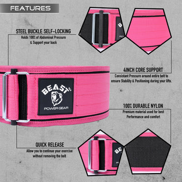 QUICK LOCKING WEIGHTLIFTING BELT - PINK