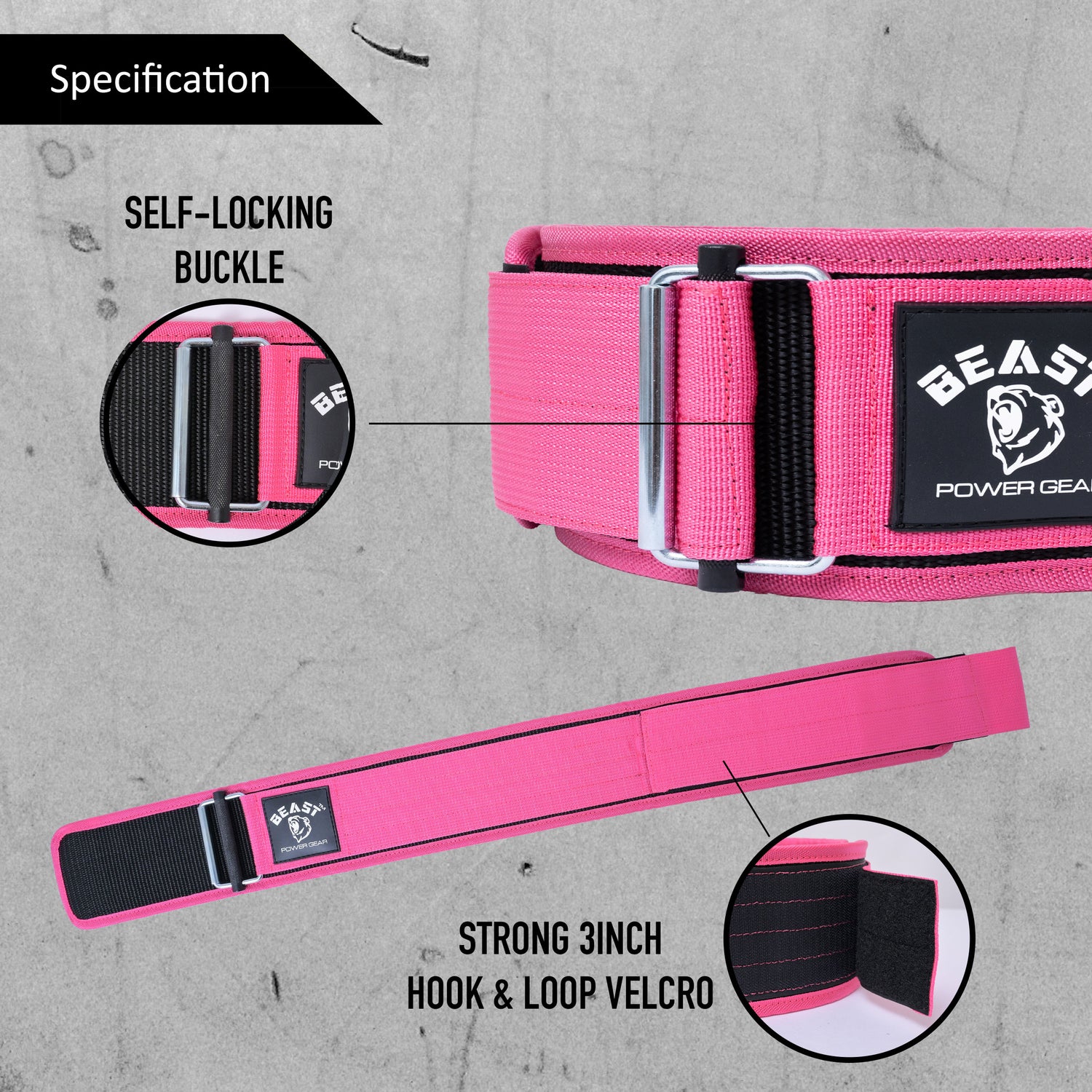 QUICK LOCKING WEIGHTLIFTING BELT - PINK