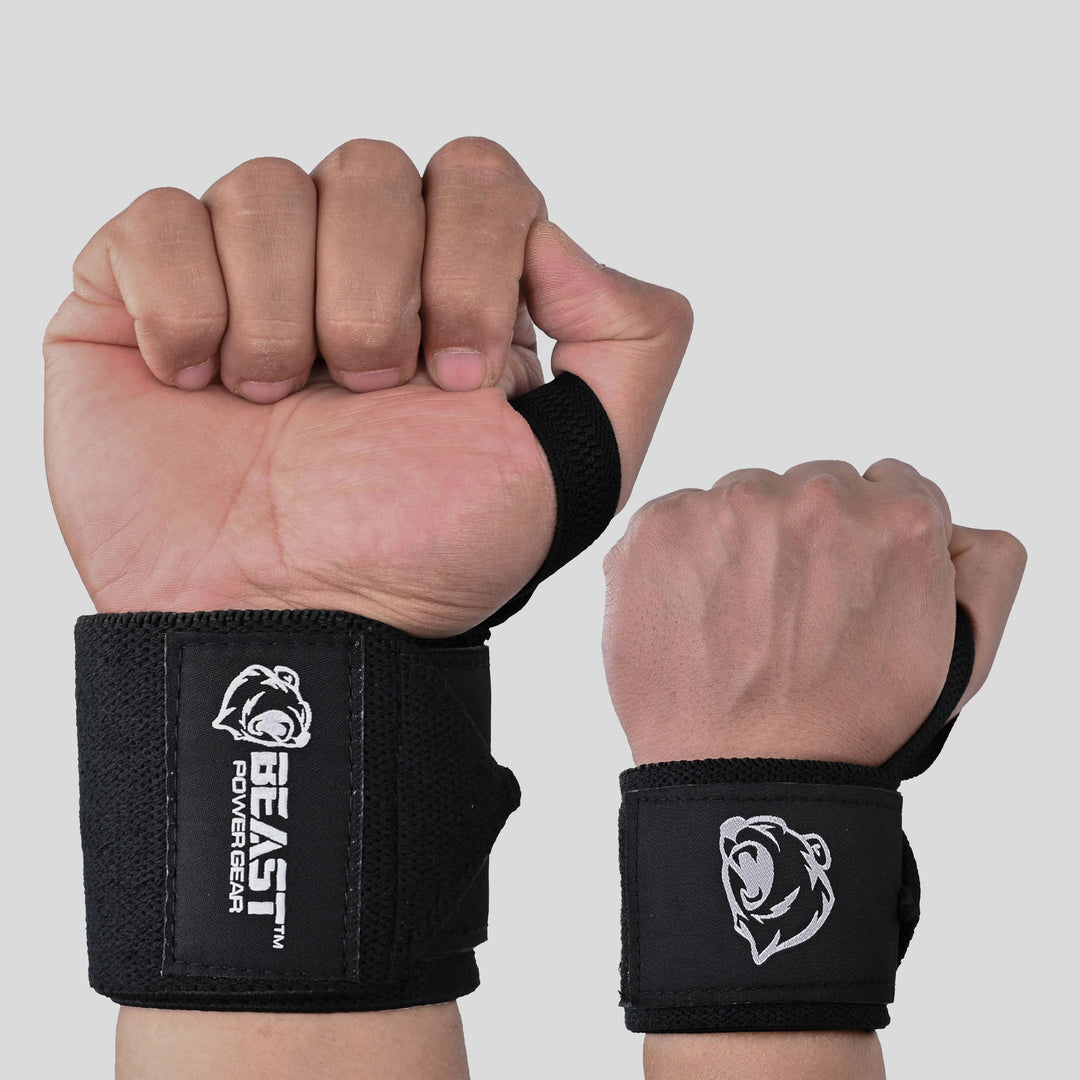 HEAVY DUTY WRIST WRAPS (SOLID BLACK)