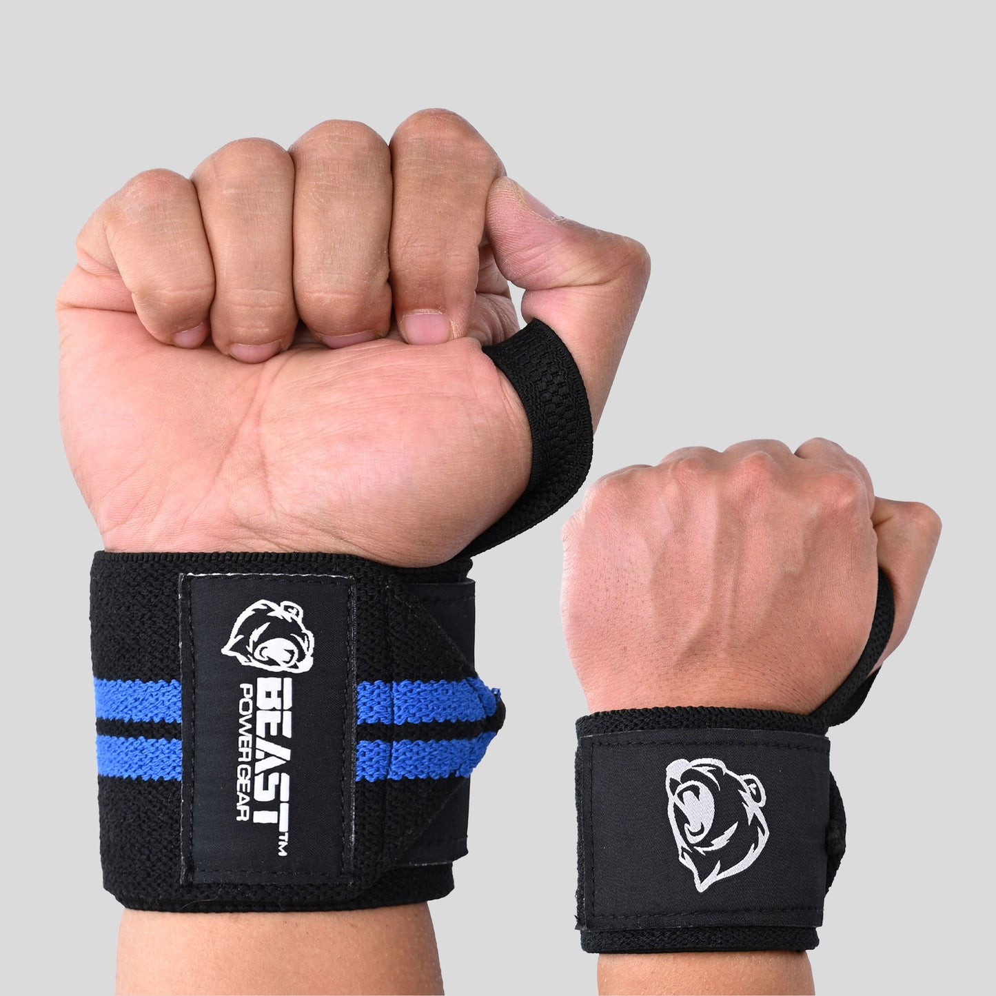 HEAVY DUTY WRIST WRAPS - BLACK/BLUE