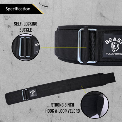 QUICK LOCKING WEIGHTLIFTING BELT - BLACK