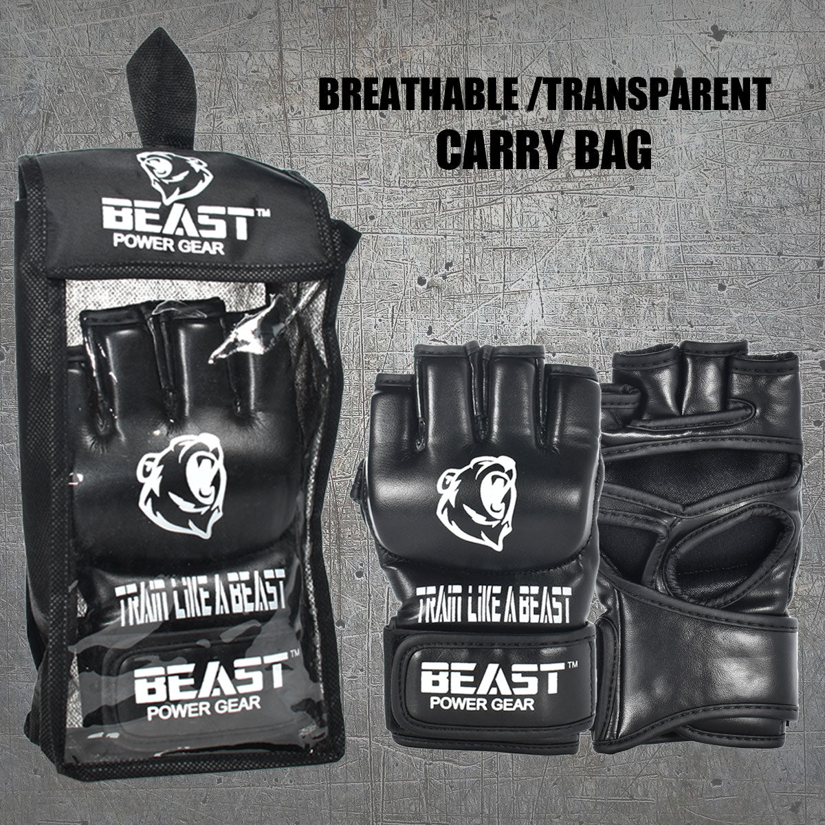 MMA GLOVES BLACK Beast Power Gear