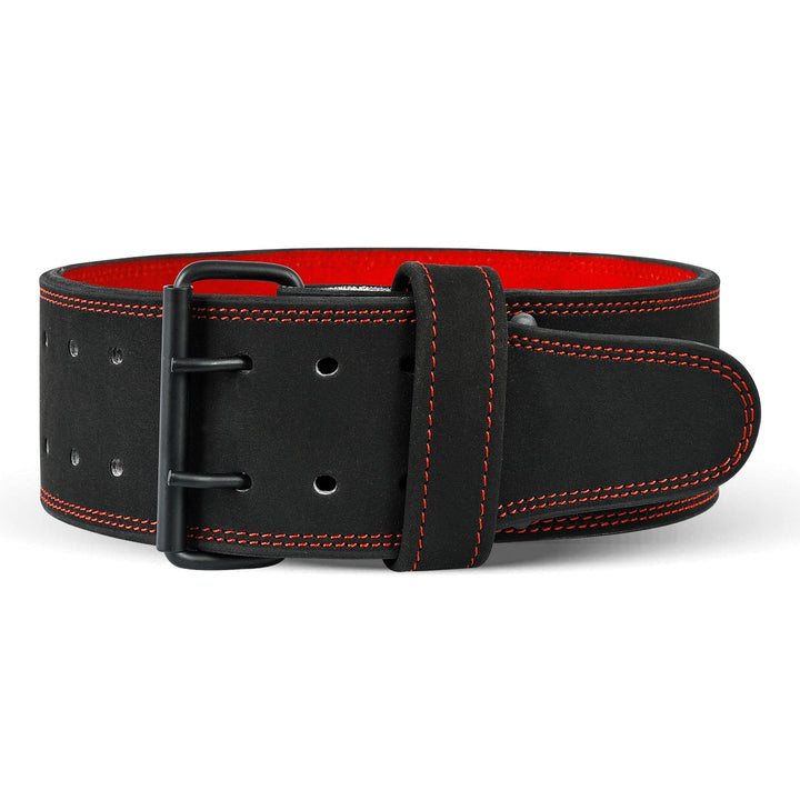 POWERLIFTING BELT 10MM BLACK/RED- FREE STRAP