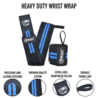 HEAVY DUTY WRIST WRAPS - BLACK/BLUE