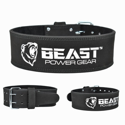 POWERLIFTING BELT 10MM BLACK- FREE STRAP